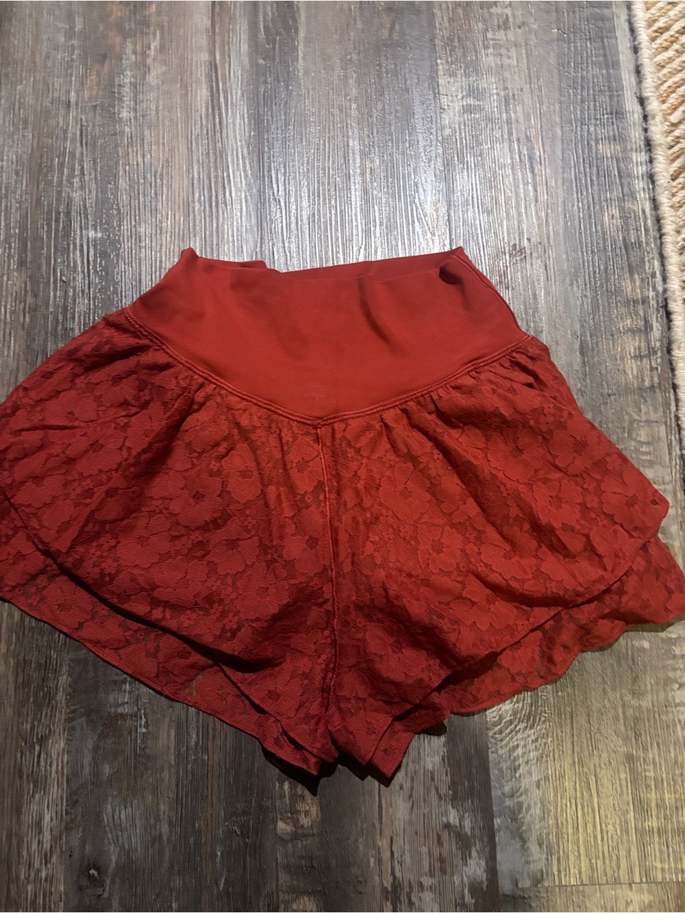 Aerie Red Lace Skort-Style Shorts